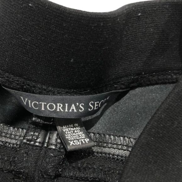 Victoria's Secret Black Faux Leather Panel Skinny Ponte Moto Leggings Size XS - Picture 6 of 7